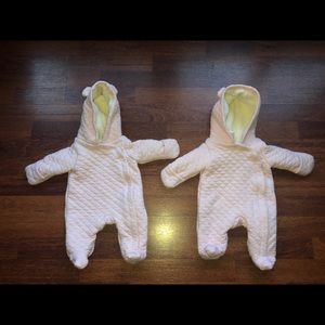 Baby girl twin quilted pram bear one-piece newborn